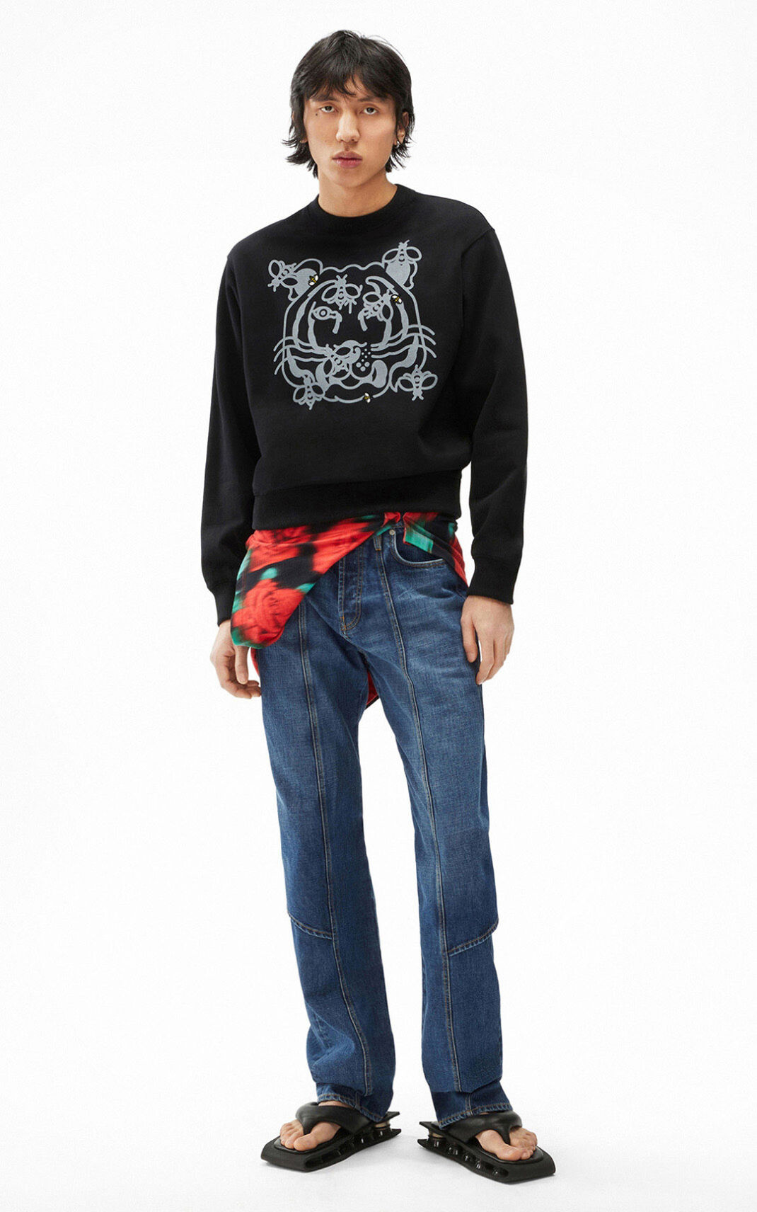 Kenzo Bee a Tiger Sweatshirt Black For Mens 7641ZNGPQ
